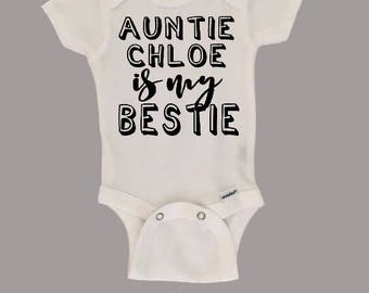 AUNT ONESIES®, Aunt shirt, baby outfit, New Aunt shirt, Auntie is my Bestie, custom Aunt ONESIES®, Personalized infant outfit, baby gift,