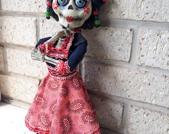 Dia de los Muertos (Day of the Dead) Skeleton Art Doll - Folk Art Style