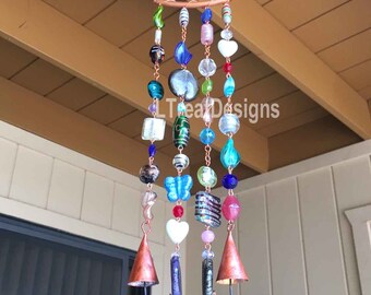 Glass Beaded Wind Chime with Copper and Bells