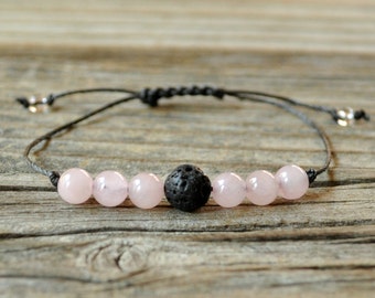 Diffuser Bracelet, Rose Quartz Bracelet, Beaded Diffuser, Essential Oils, Oil Diffuser, Yoga Bracelet, Meditation Bracelet, Healing Bracelet