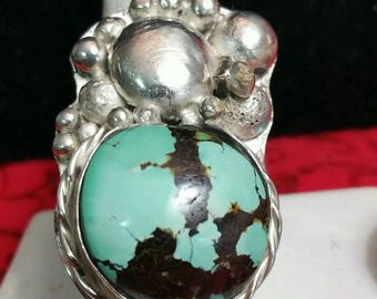 Sterling Silver Ring With Rare Bisbee Turquoise