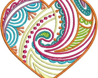 Embroidered Huck Towel - Mehndi Heart