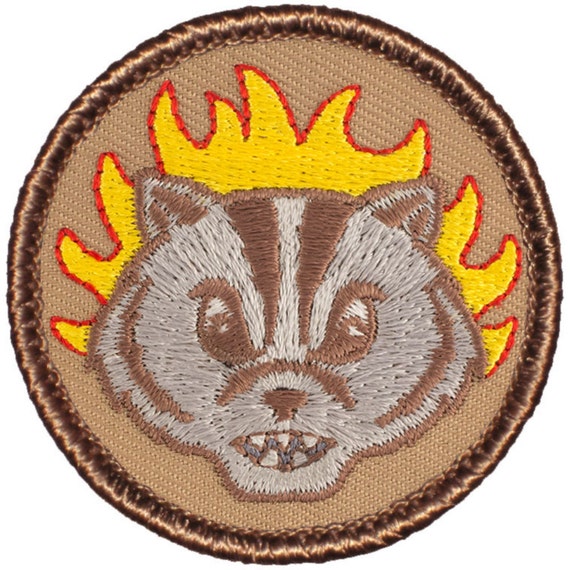 8 border inch Patch Badger 252A Flaming Inch Embroidered 2 Diameter Patch