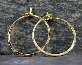 18k Gold Hoop Earrings - Classic Small Gold Hoops - Solid 18k Gold Endless Hoops