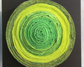 Felted circle wall piece, contemporary craft #SQ61