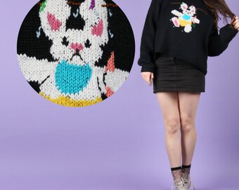 90s Vintage Hand Knit Bunny Rabbit Jumper
