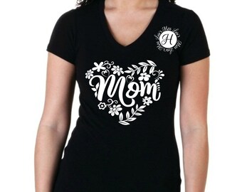Mom heart SVG DFX Heart svg, Mothers day svg, Mom svg, commercial license, floral svg,