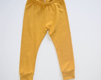 Mustard Colored Leggings - baby kids toddler - stretchy pants - mustard leggings - mustard pants