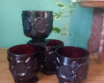 Rich ruby red vintage glasses