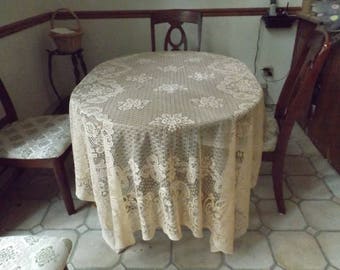 90" Huge Large lace cloth tablecloth rectangular.Light orange.New old stock.Easy care.Banquet.Home decor.American decor. Gift idea