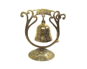 Vintage Brass Dinner Gong with Stand, Indian Brass Bell and Hammer, Hanging Brass Bell, Decorative Brass Shop Bell, Vintage Brass Hall Decor