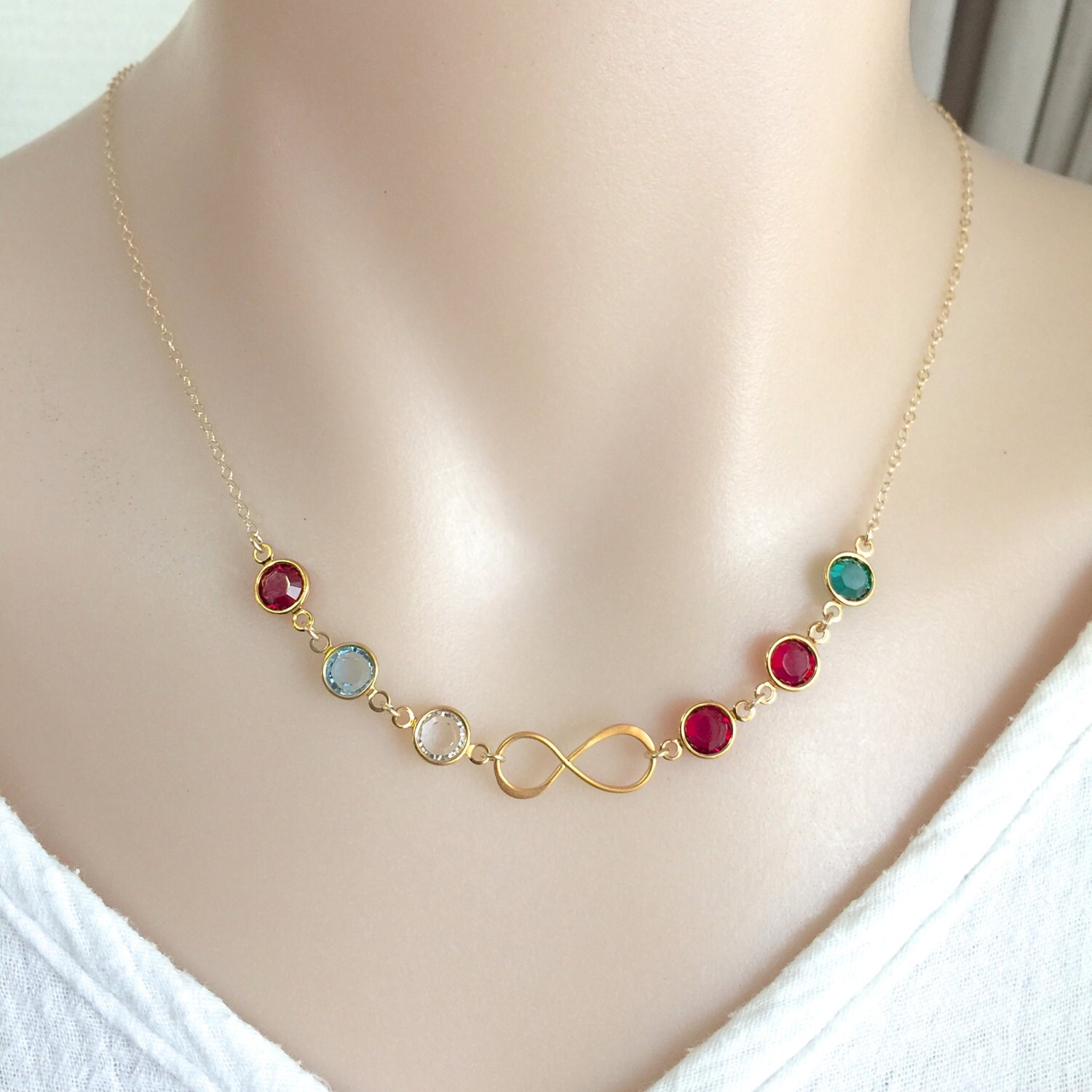 Infinity Birthstone Necklace Mother's Necklace