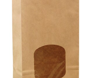 Bakery (10) Bags 1# KRAFT Brown with Window|Closure Coffee Cookies Favor Donut