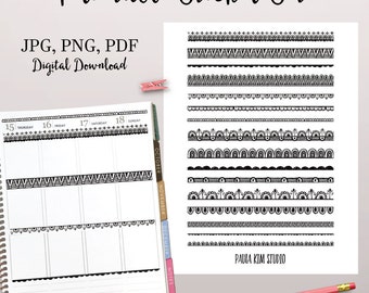 Hand Drawn Borders, Printable Planner Stickers, Instant Download, PDF JPG, Printable Washi Sticker