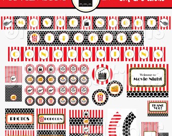 Movie Night Birthday Party Decorations - Movie Night Printable Package - Movie Night Party Banner - Awards Party Decor- INSTANT DOWNLOAD PDF