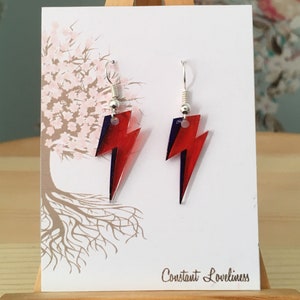 Bowie Inspired Lightning Bolt Earrings - Hand Drawn Plastic Earrings