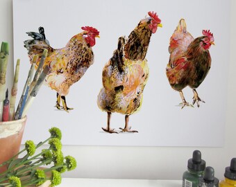 Chicken Art Print, Nature, Wildlife, Chicken Print, Chickens, Nature Print, Animal Print, Chickens and Hens, Hens, Wall Print, Nature Print