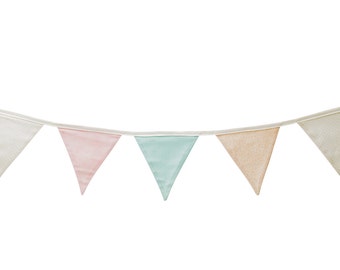 Pastel Nursery Bunting Banner, Baby Bunting Banner Flags, Pastel Bunting Banner, Fabric flag banner, Pennant Banner, Birthday bunting banner