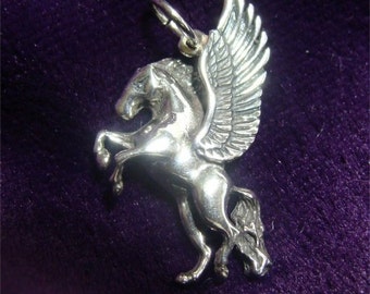 Mythology PEGASUS Winged HORSE Charm in Sterling SILVER
