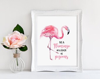 Pink flamingo print | Etsy
