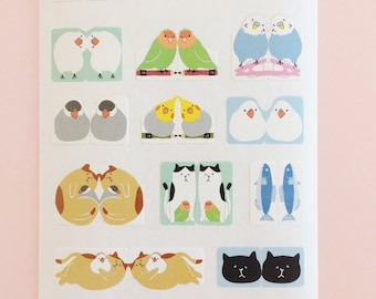 Parakeet / Java sparrow / Cat / 16 stickers × 2sheets / pack / Index sticker / Planner Stickers / Sticker Pack / Planner Sticker