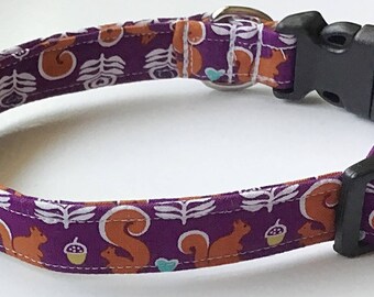 Squirrels and Acorns Buckled or Martingale Collar for Dogs and Cats
