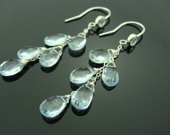 Sky Blue Topaz Cascade Sterling Silver Dangle Earrings