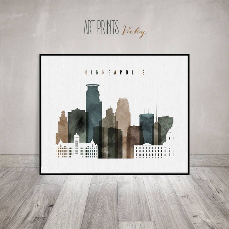 Minneapolis skyline Minneapolis print watercolor poster