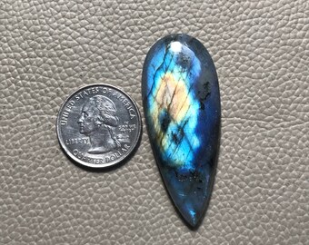 Big 54*22*6 MultiFire Labradorite Cabochon, Natural Pear Shape Full Multi Flashy Labradorite Gemstone, Labradorite Pendant Cabochon, 62Cts