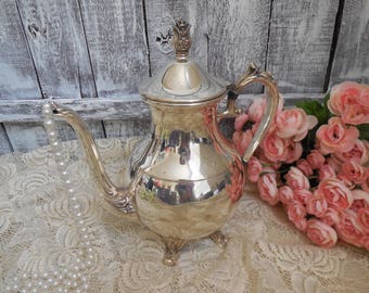Silver Coffee Pet, Tea Pot, Antique Silver Plated Tea Pitcher, Vintage Silver Service F. B Roger 2391 Hollowware