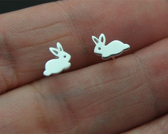 925 Sterling Silver, bunny stud, rabbit Stud Earrings Ear Studs Sensitive Ears Minimalist Minimalism Minimal