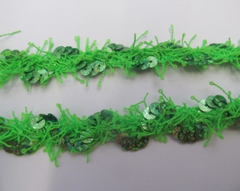 Metallic Lime Green Sequined Designer Braid/Gimp/Trim Craft/Haberdashery