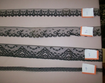 Antique black silk lace victorian hand