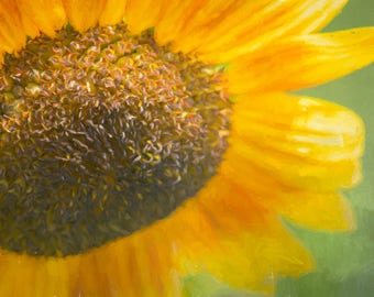 Dreamy Painterly Sunflower Art in Nature Photograph Digital Download