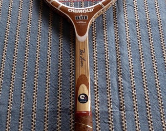 Vintage Chemold Rod Laver Autograph Elite Wood Tennis Racquet Leather Grip Excellent Condition 4 1/2 Medium