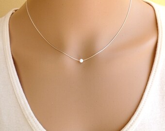 Opal Necklace - White opal on a sterling silver snake chain, Small Necklace, October Birthstone, Dainty Necklace, Opal Pendant