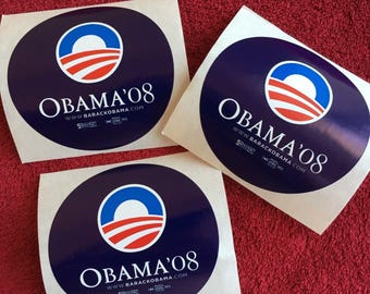 3 (THREE) President Barack Obama : 2008 Campaign Stickers