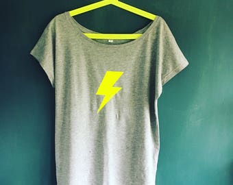 Neon lightening bolt scoop neck t shirt