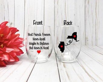 Best Friends Wine Glass, Best friend Gift, Long Distance Best Friend, Best Friend Birthday Gift, Best Friend Long Distance,