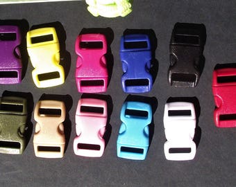 BUCKLES,SNAPS,CLOSURES,Parachute Cord Bracelet Buckes,10 pc Buckles Set,Plastic Snap Buckes,Multicolor,15mm Buckles,Survival Bracelet