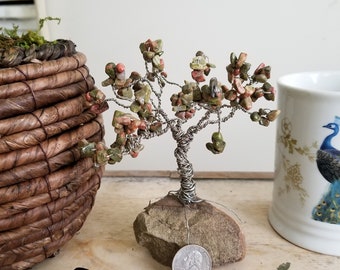 Unakite and Wire Tree on rock base