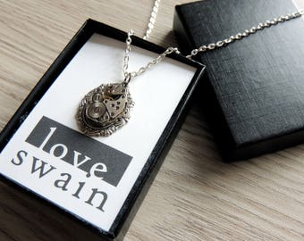 Silver Steampunk Necklace / watch movement necklace / clockwork necklace
