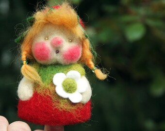 Flower child strawberry, finger puppet