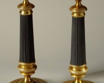 Old French Empire Brass Candlesticks Restored