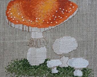 Orange Woodland Toadstool Cross Stitch Pattern
