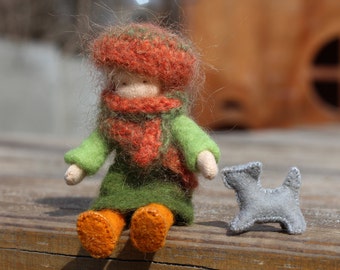 Autumn Girl //Waldorf Pocket doll //Pocket Doll //Miniature Doll //Waldorf Doll Nature //Waldorf dog //Stuffed Animal //Gift for girl