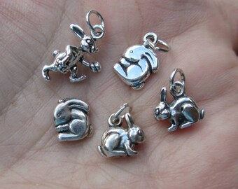 Sterling Silver 3-D Rabbit Charm or Bunny Charm