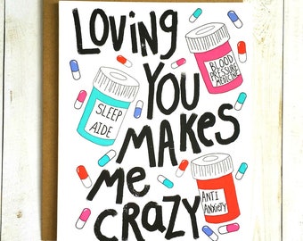 Funny Anniversary Card, Funny Love Card, Cute Valentine Card, Funny Wife Card, Valentine Card For Her, Valentine Card For Him, Crazy