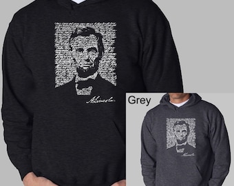 Men's Hooded Sweatshirt - Abraham Lincoln Created out of the Entire Gettysburg Address.