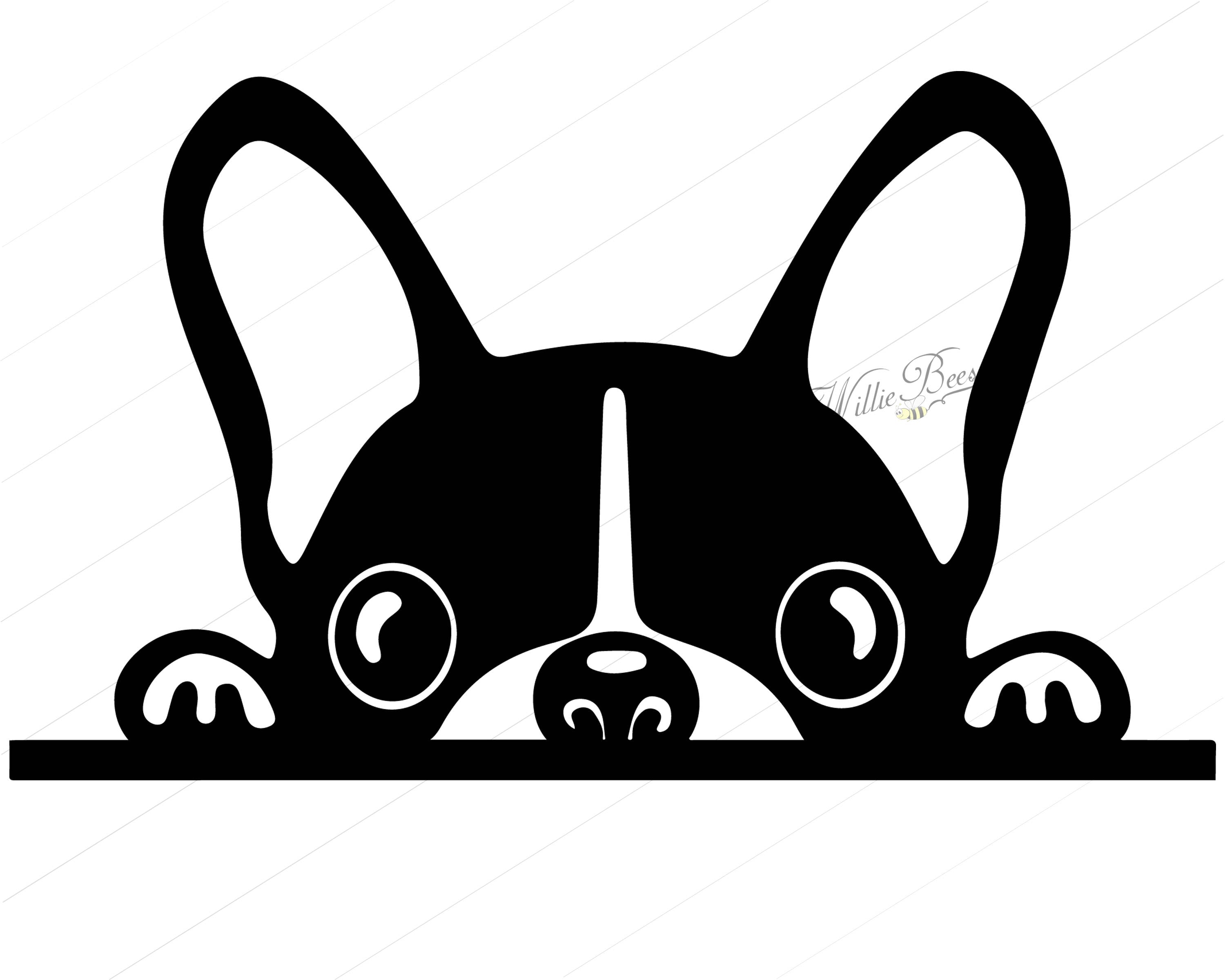 Peeking Dog SVG Silhouette Clipart Canine Family Pet Dog